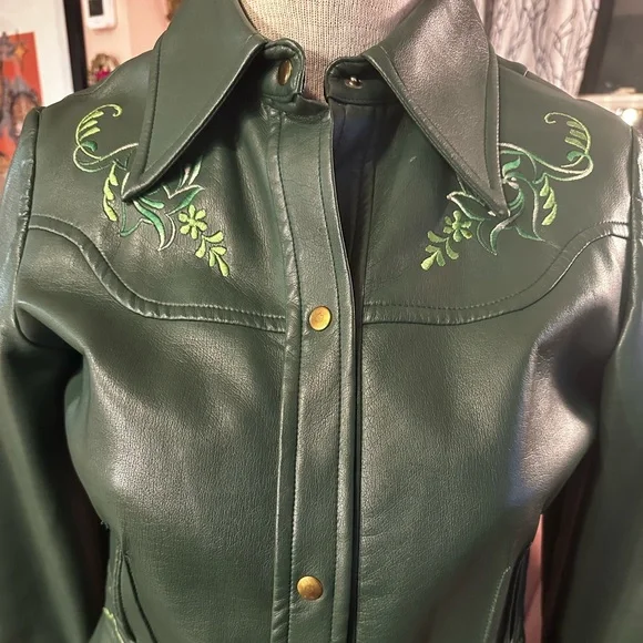 Vintage Penney’s International Imports Western Green Embroidered Jacket XL 14 - Picture 13 of 16
